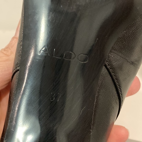 ALDO Leather Black Peep Toe Heels 37 - Picture 13 of 15